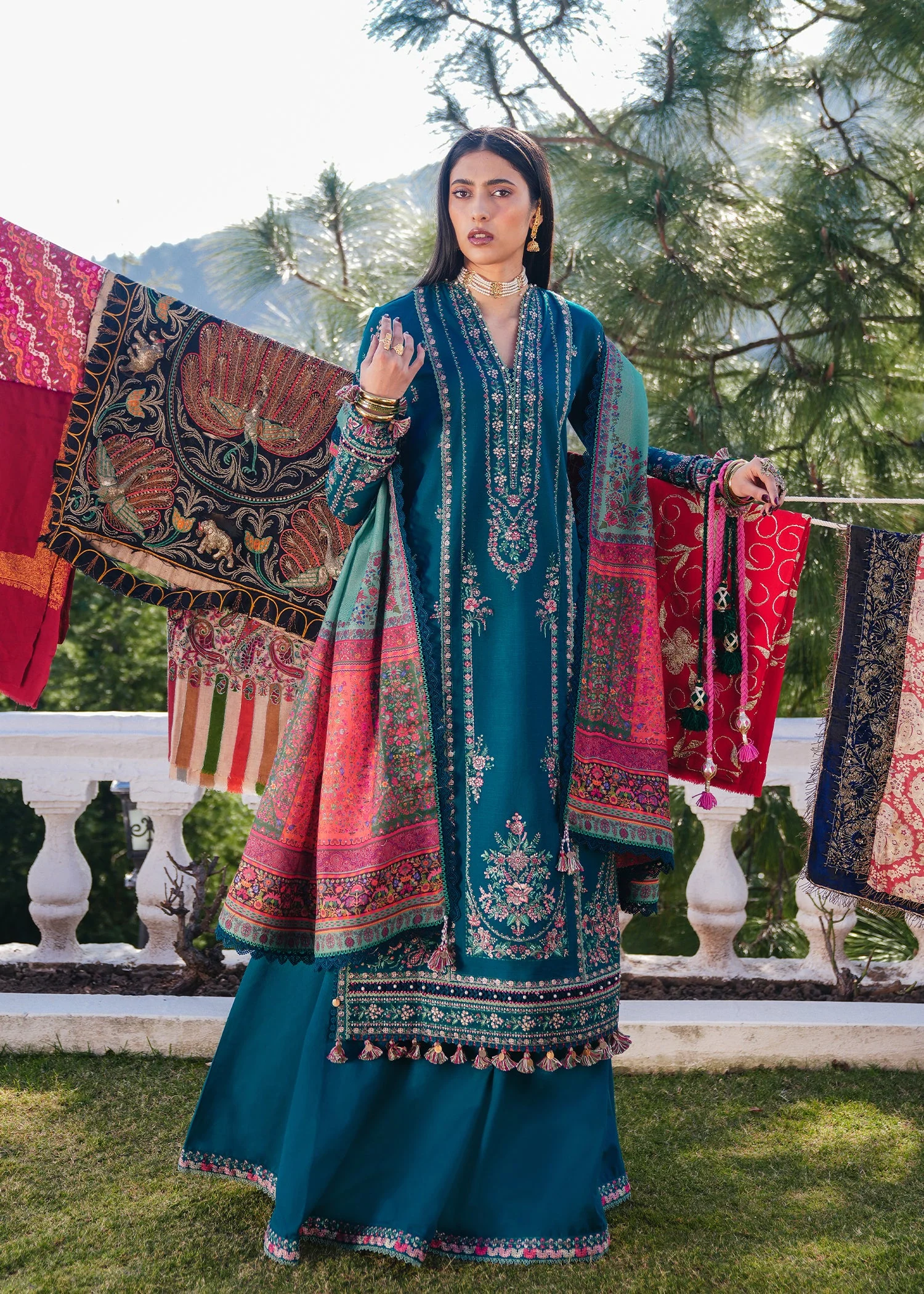 Premium 3 Piece Embroidered Lawn Suit with Sleeve Patches | Pakistan