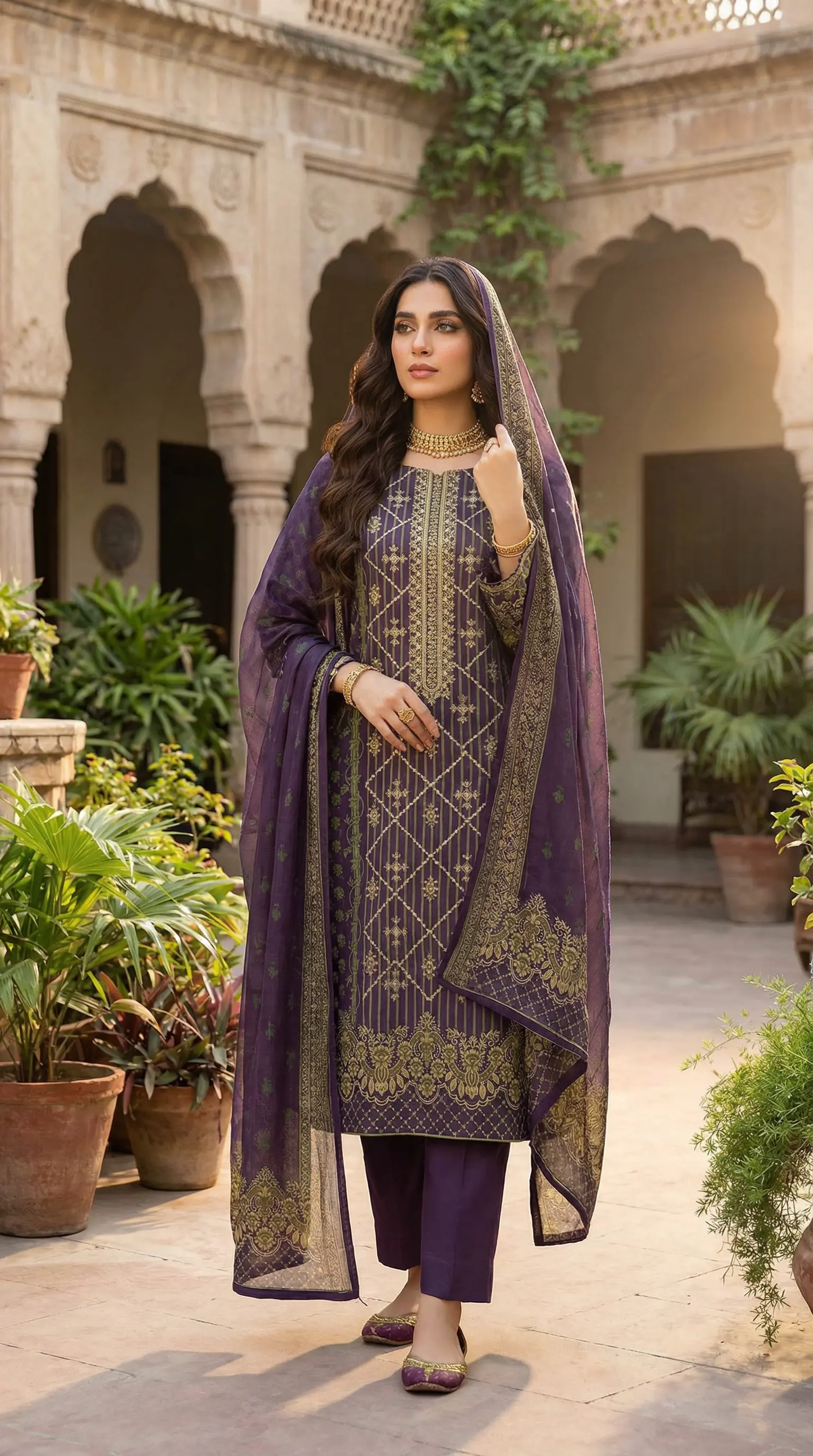 Printed Lawn 3 Piece Suit | Embroidered Shirt & Chiffon Dupatta Pakistan