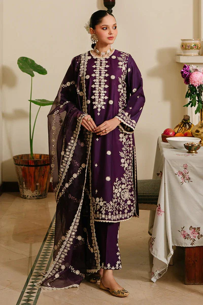 Embroidered 3 Piece Suit with Organza Dupatta Pakistan
