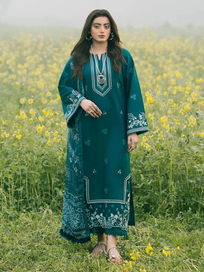 Embroidered 3 Piece Suit with Printed Dupatta Pakistan
