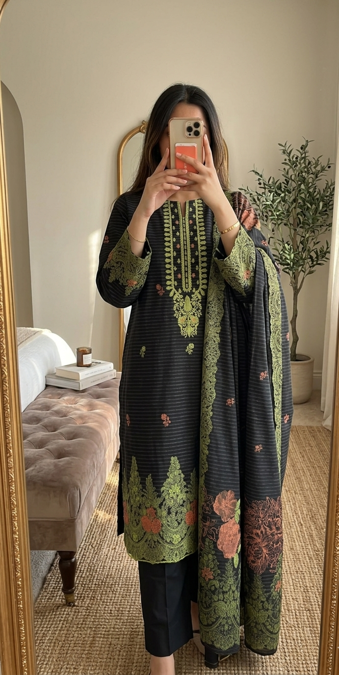 Jacquard Unstitched 3 Piece Lawn Dress | Premium Lawn Suits Pakistan